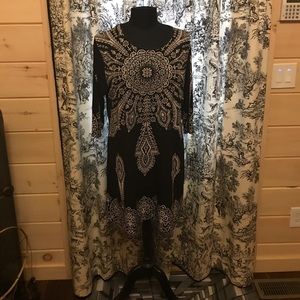 Ella Samani knit Black White with Crystals    Size L pull over Dress